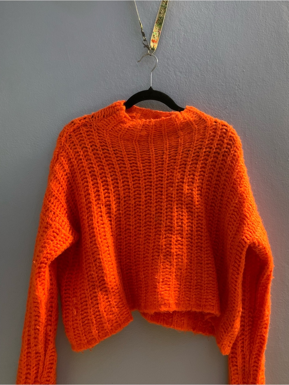 Aerie Cropped Chunky Cowl-Neck Sweater in Vibrant Orange